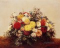 Large Vase of Dahlias and Assorted Flowers flower painter Henri Fantin Latour